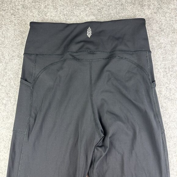 Free People FP Movement Shanti Straight Leg Pants Womens M Black Crossover Waist - Picture 5 of 15